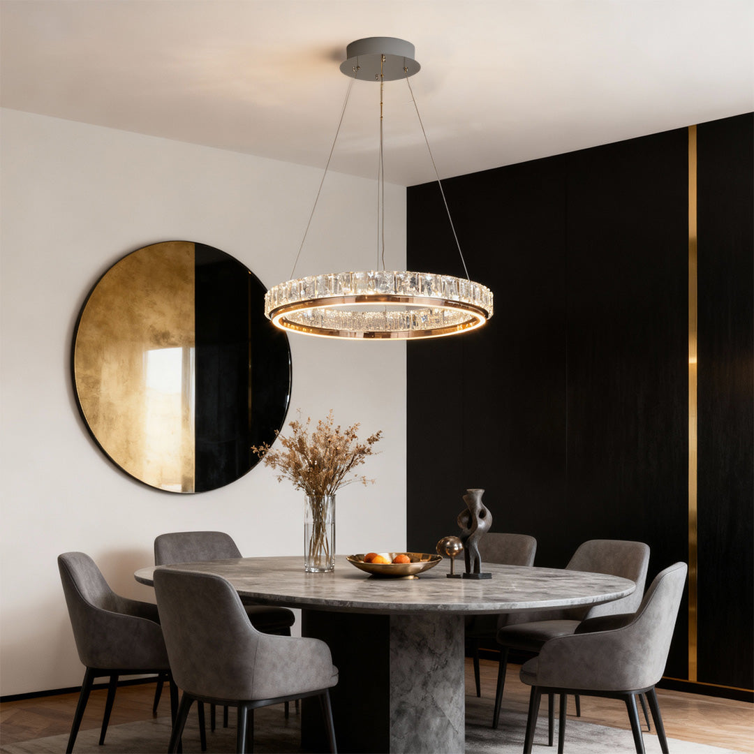 Aurelia Round Crystal LED Chandelier – Modern Minimalist Ring Pendant Light