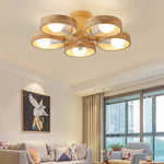 Scandinavian Rubberwood LED Chandelier | Modern Wood Pendant Light for Dining & Living Rooms