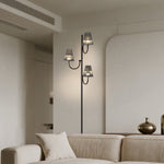 Minimalist Black Contemporary Floor Lamp with Three Glass Shades