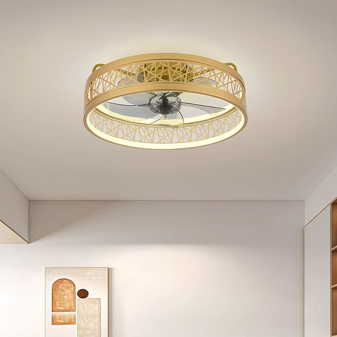 Aurelia Round LED Ceiling Fan with Light – Modern Nordic Flush Mount