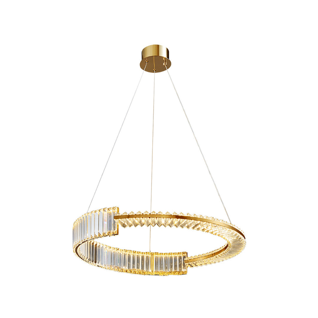 Modern Gold Crystal Ring Chandelier with LED Dimmable Lighting