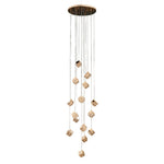 Crystal Staircase Chandelier with Gold Frame and Adjustable LED Lighting