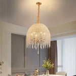 Teardrop Crystal Chandelier in Gold Finish, French-Inspired Ceiling Light