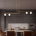 Minimalist Modern Linear Globe Pendant Lighting Copper Glass Kitchen Dining Room Light