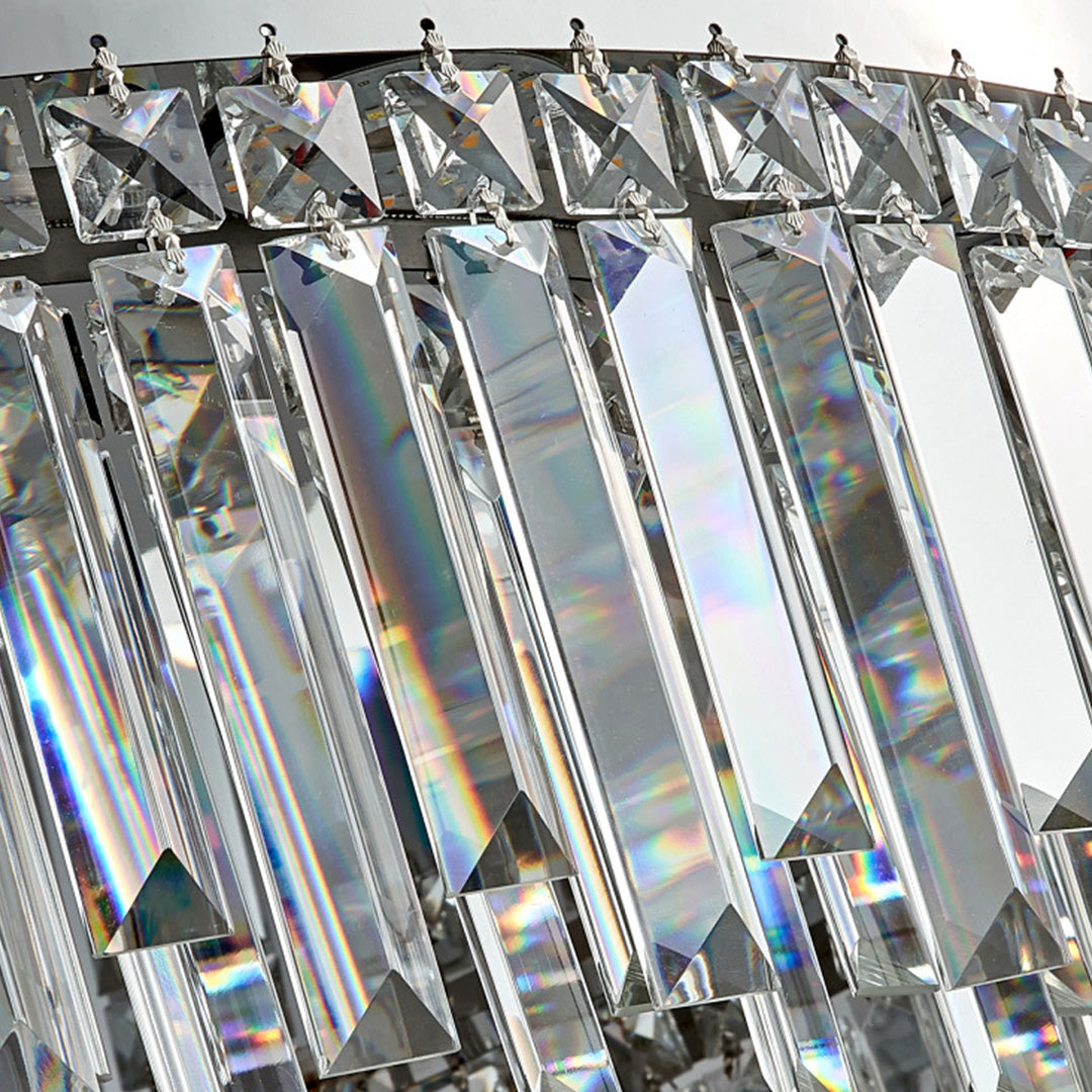 Lumina Crystal Flush Mount Ceiling Light – Modern Round Stainless Steel Fixture