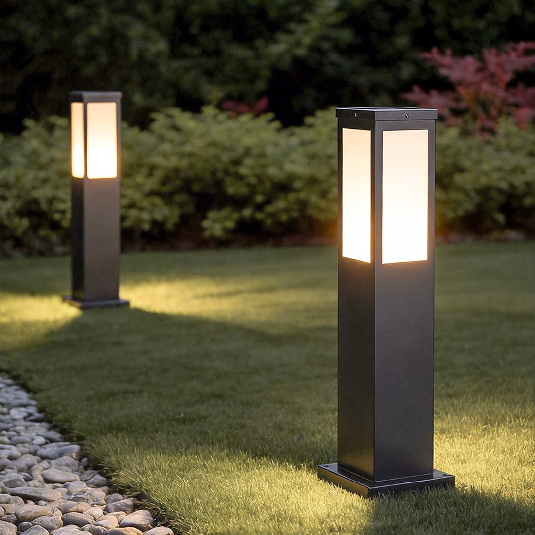 Modern Solar Bollard Light with Remote Control for Pathways and Gardens