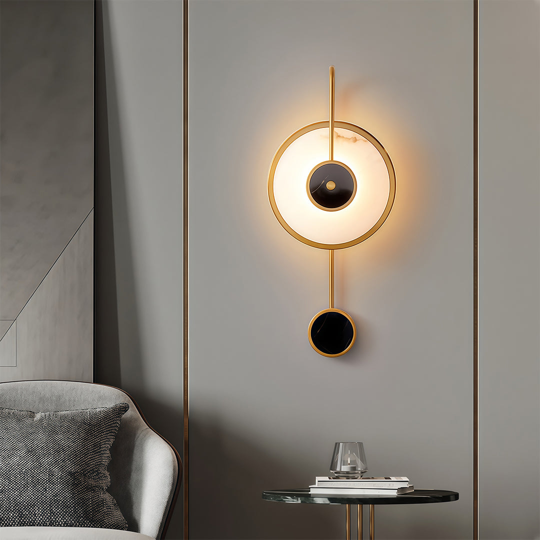 Marble LED Wall Sconce with Gold Accents for Modern Interiors
