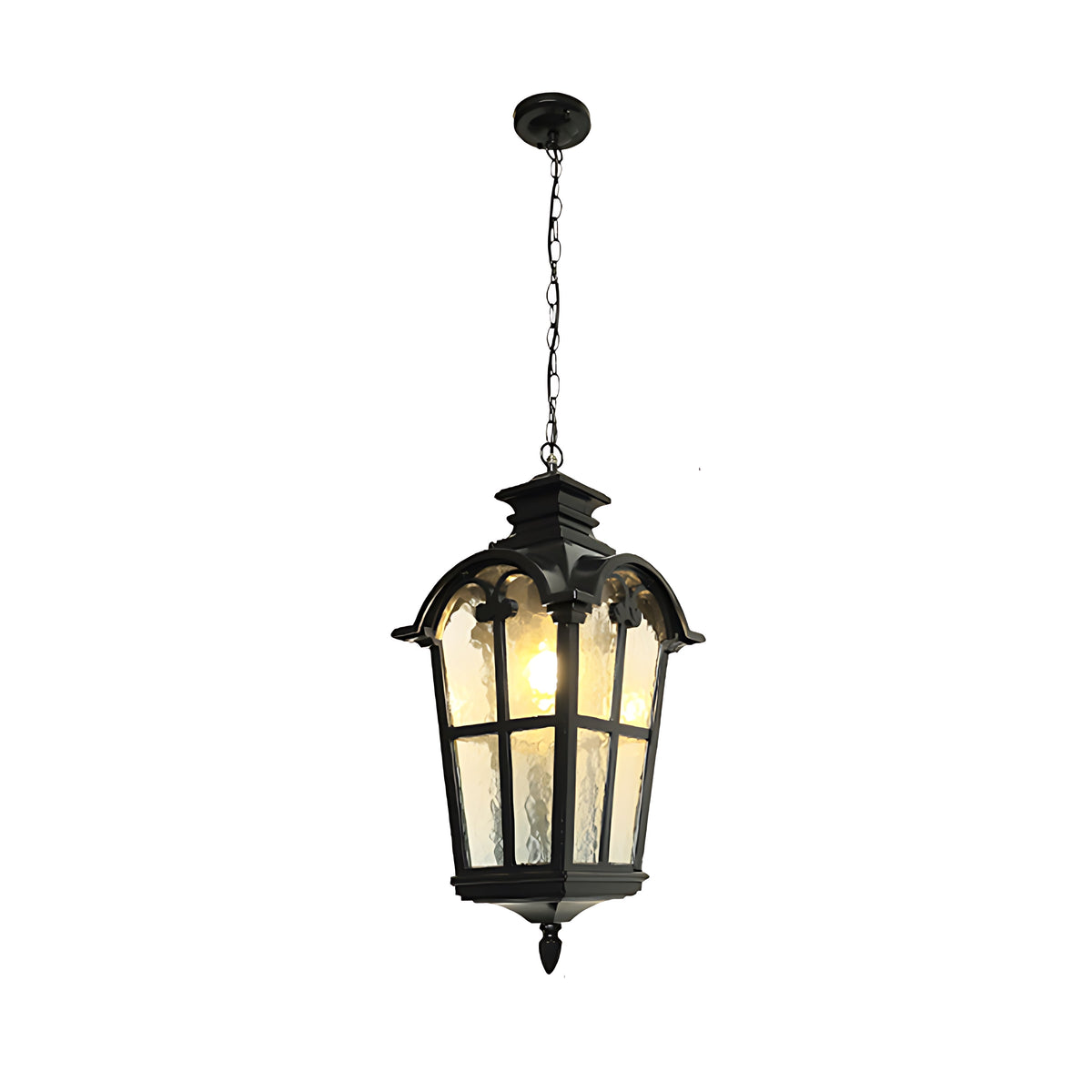 Outdoor Ceiling Lantern in Cast Aluminum with Clear Glass Shade