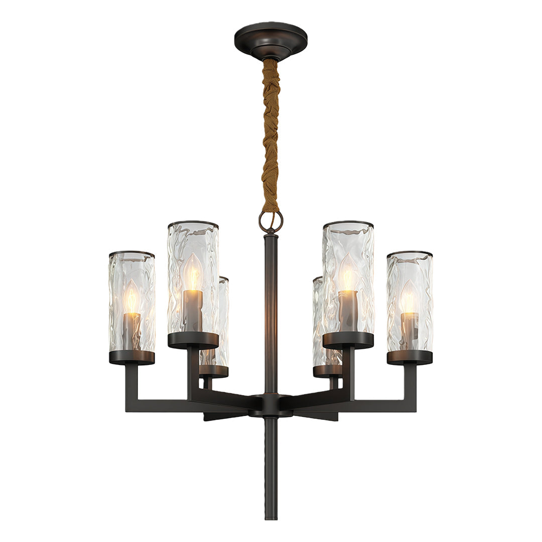 Modern Glass Island Chandelier with Copper Frame for Dining Room and Kitchen