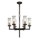 Modern Glass Island Chandelier with Copper Frame for Dining Room and Kitchen
