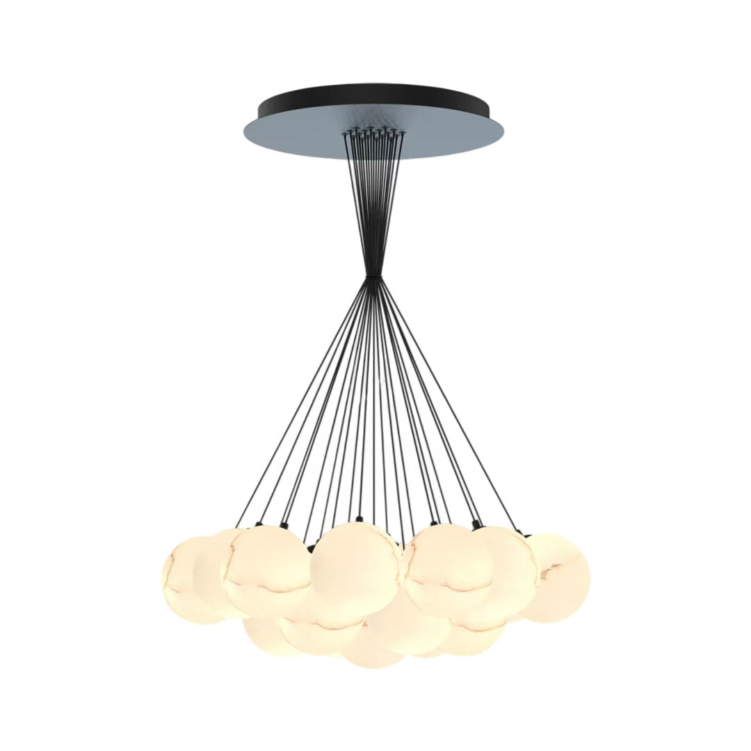 Matte Black Bubble Glass Chandelier with Warm LED Glow