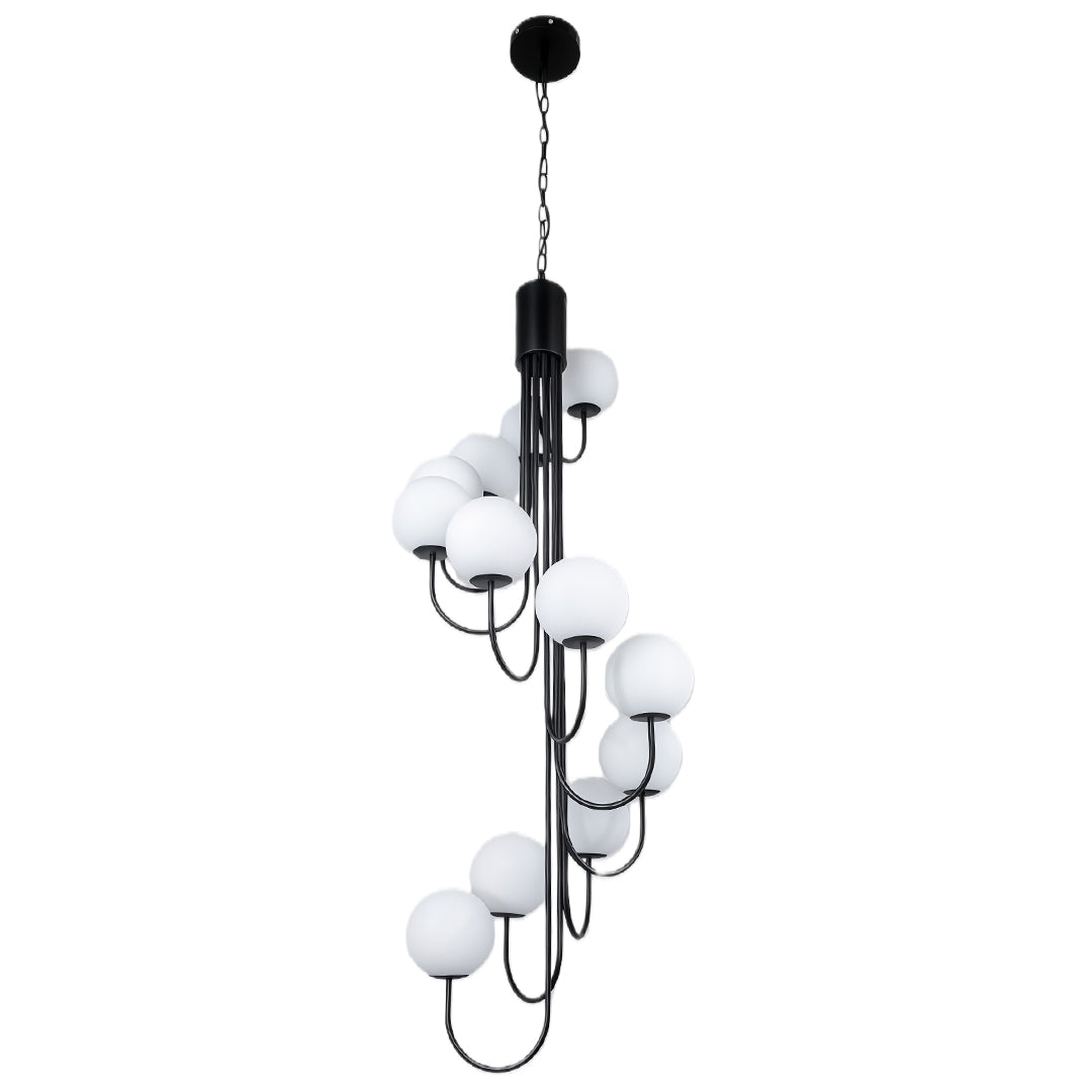 French Elegance Spiral Globe Chandelier in Gold or Black, 8 or 12 Lights