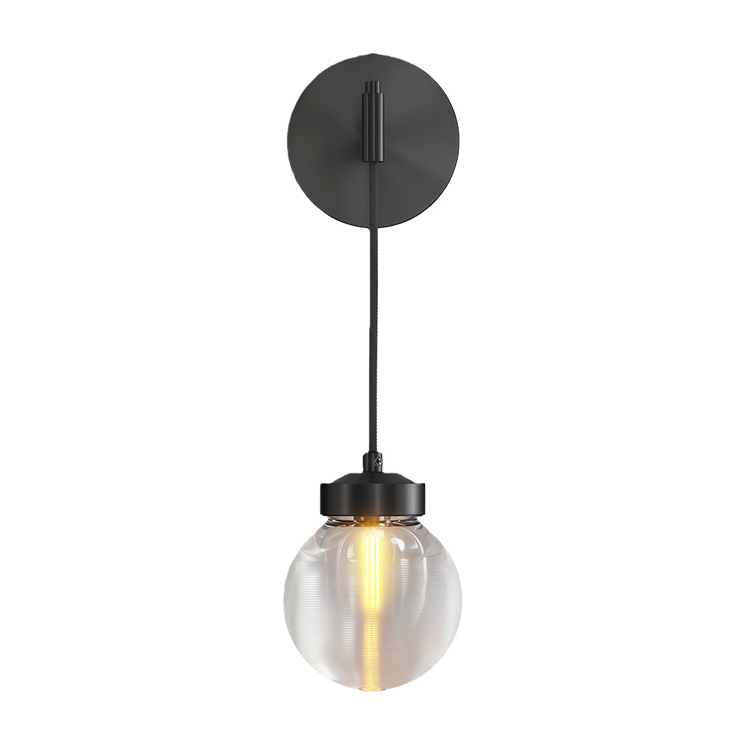 Modern Wall Sconce with Clear Glass Shade in Copper, Chrome, or Black