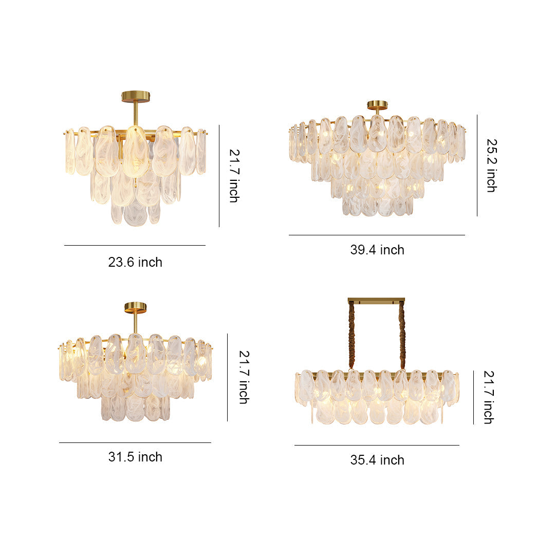 Aurelia Mid-Century Modern Copper Glass Chandelier