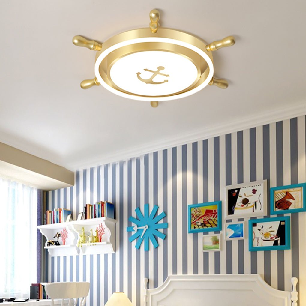 Mediterranean Style Cartoon Rudder Design Led High Transmittance Ceiling Lamp