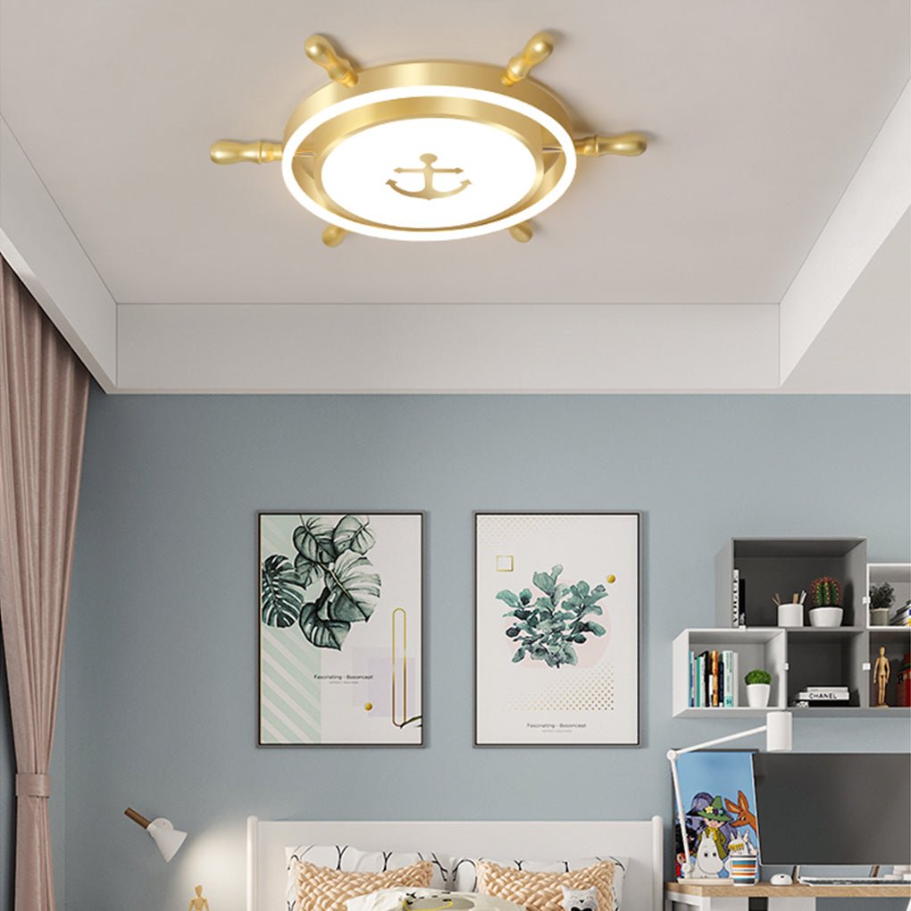 Mediterranean Style Cartoon Rudder Design Led High Transmittance Ceiling Lamp