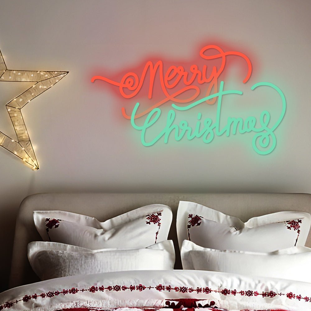 Merry Christmas LED Neon Sign – Modern Festive Wall Art for Cozy Interiors