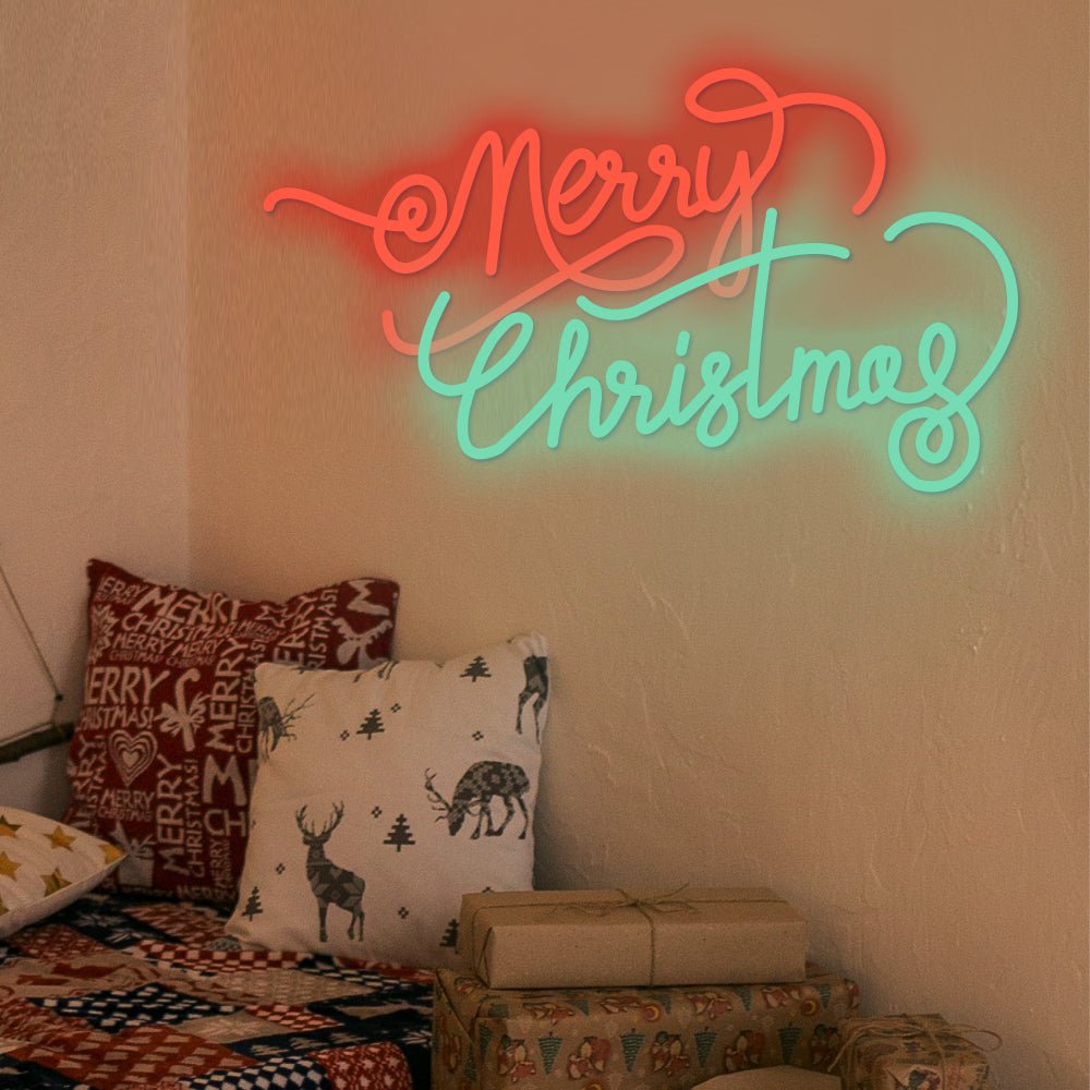 Merry Christmas LED Neon Sign – Modern Festive Wall Art for Cozy Interiors