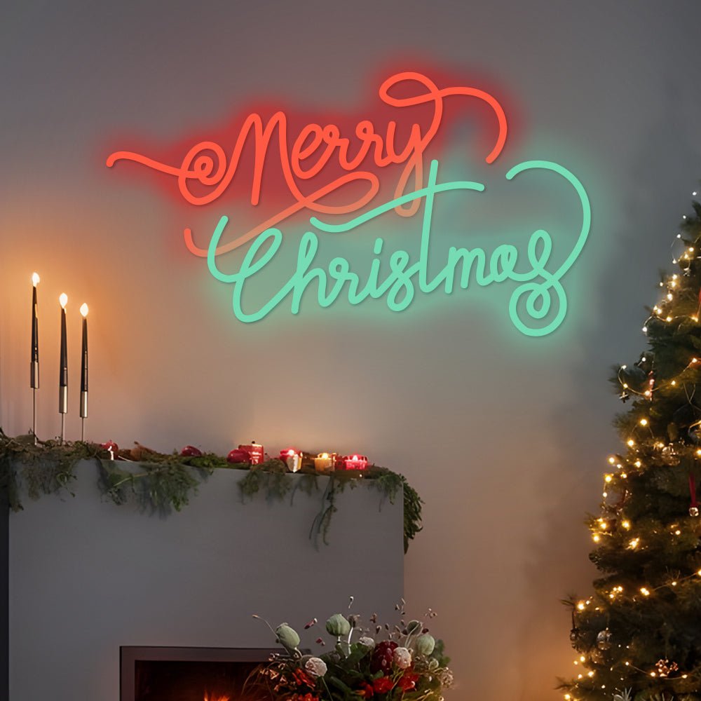 Merry Christmas LED Neon Sign – Modern Festive Wall Art for Cozy Interiors