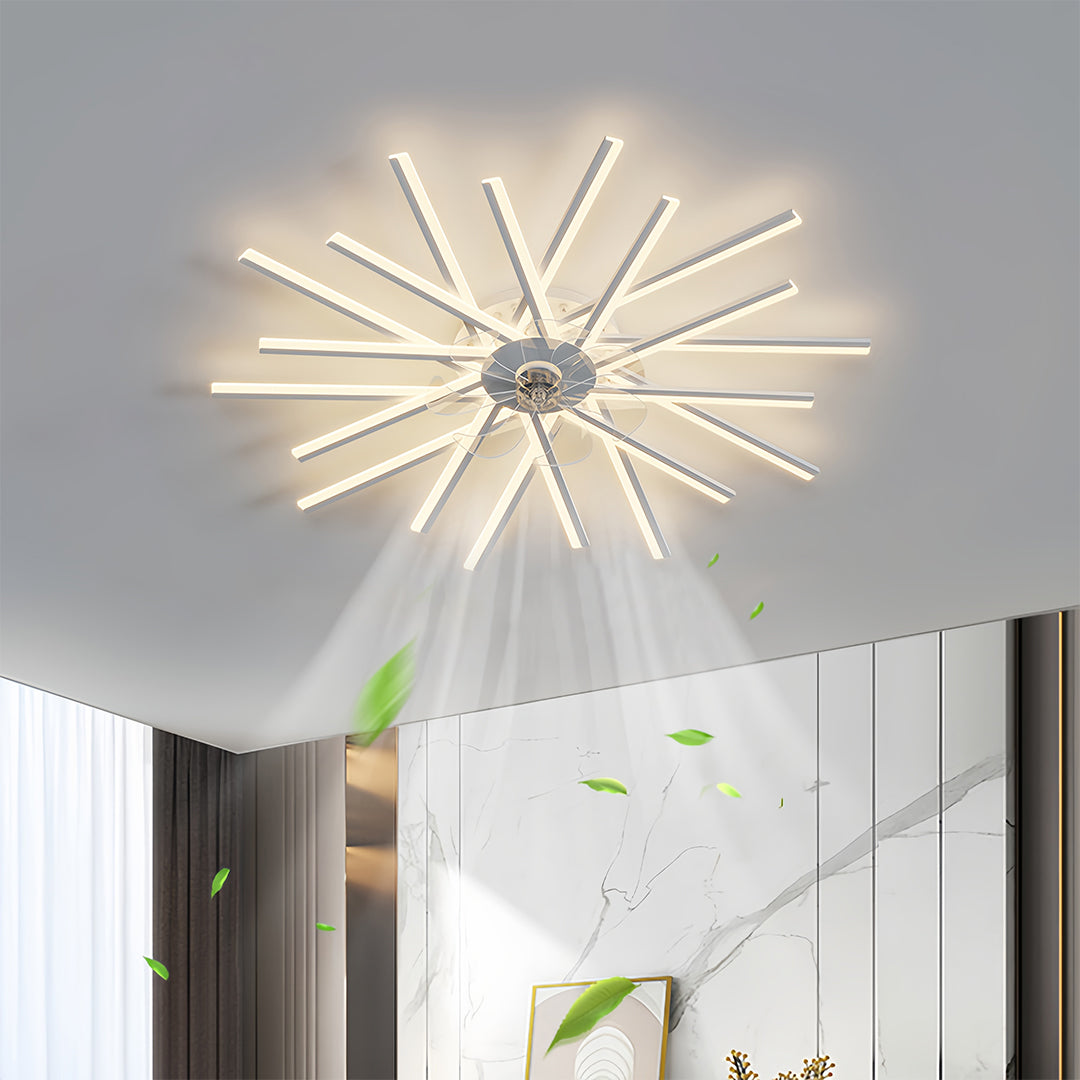 Aurelia Iron Ceiling Fan with Dimmable LED Light – Modern Flush Mount