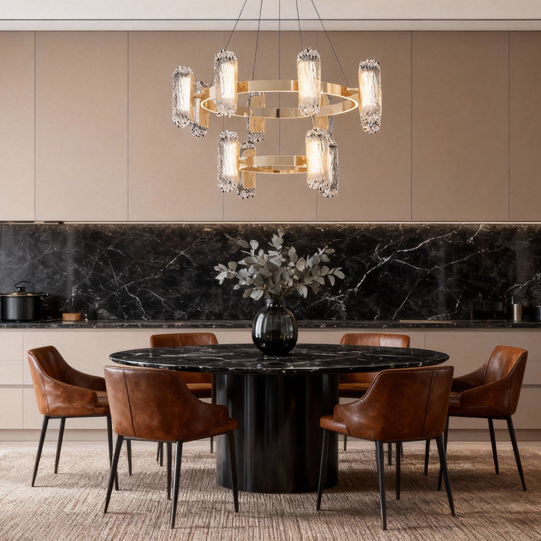 Aurelia Modern Metal Chandelier with Acrylic Shades, Gold Finish, LED