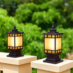 Vintage Outdoor Post Light with Aluminum Body and Glass Shade