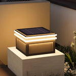 Square Stainless Steel Pier Mount Pillar Light with Warm LED Glow