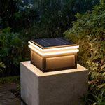 Square Stainless Steel Pier Mount Pillar Light with Warm LED Glow