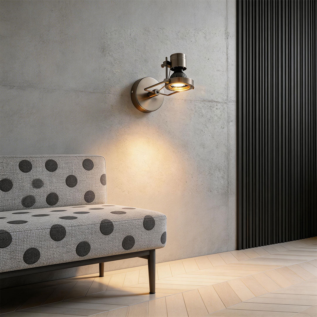 Aurelle Industrial Wall Sconce in Silver Die-Cast Aluminum