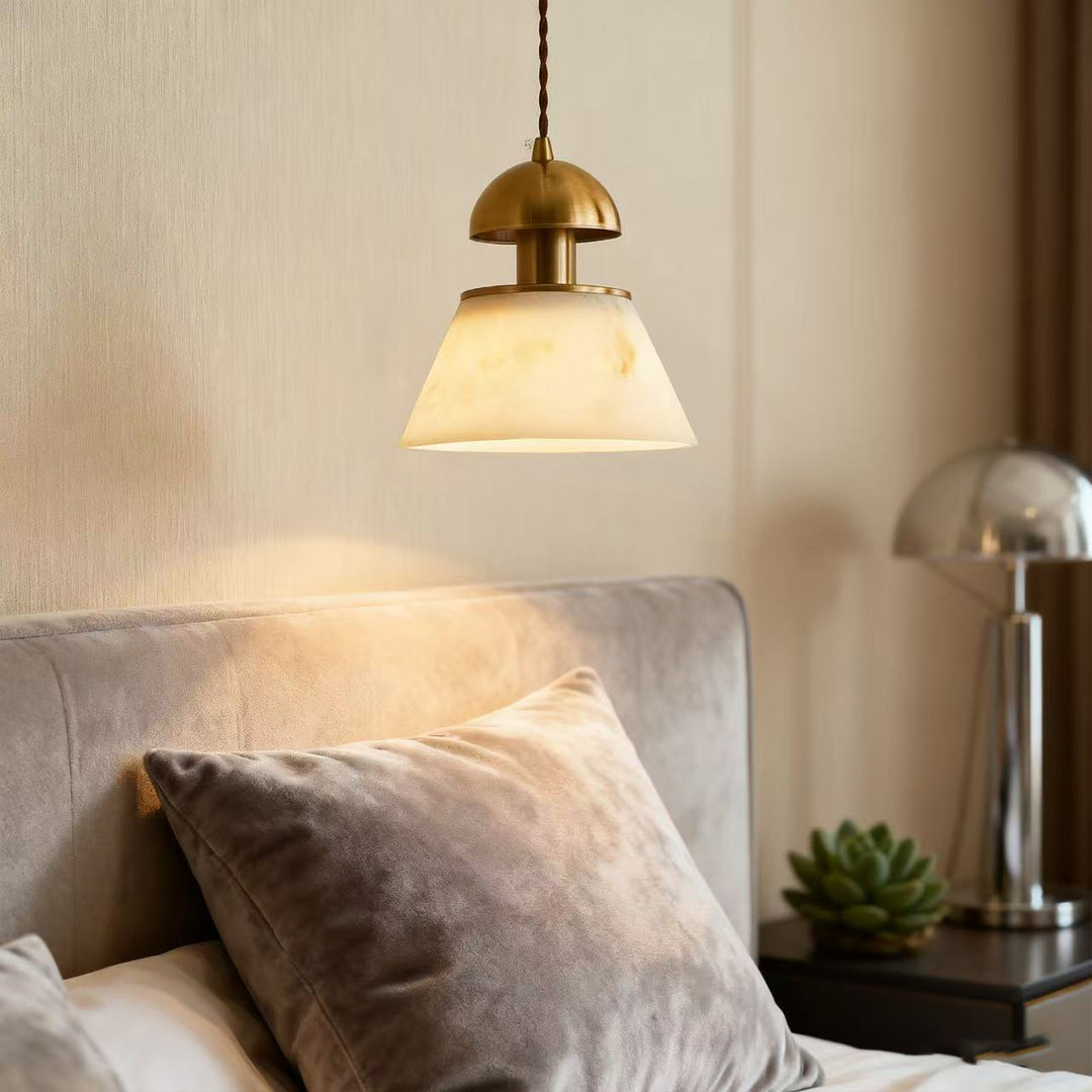 French Mid-Century Cloud Stone Pendant Light in Gold