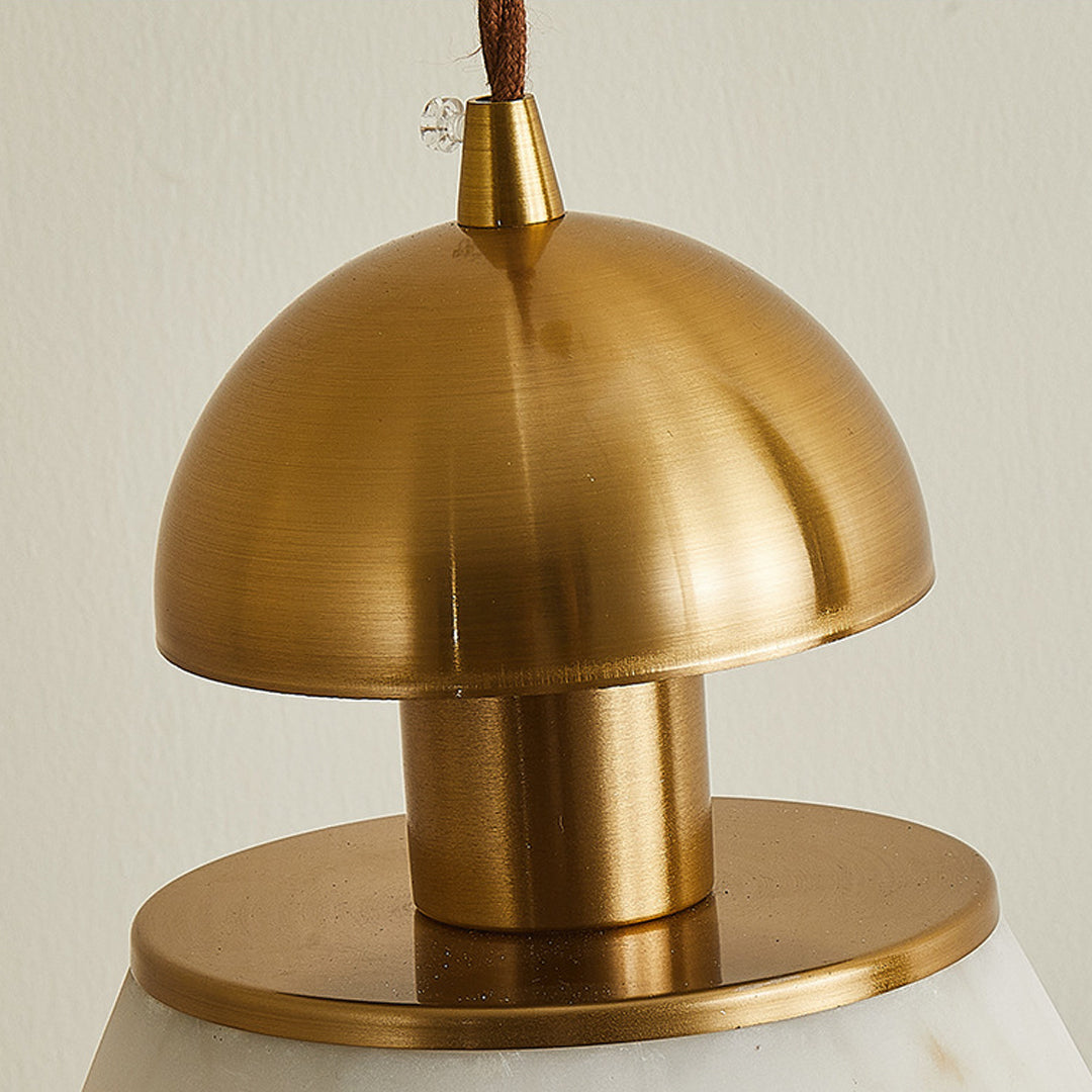 French Mid-Century Cloud Stone Pendant Light in Gold