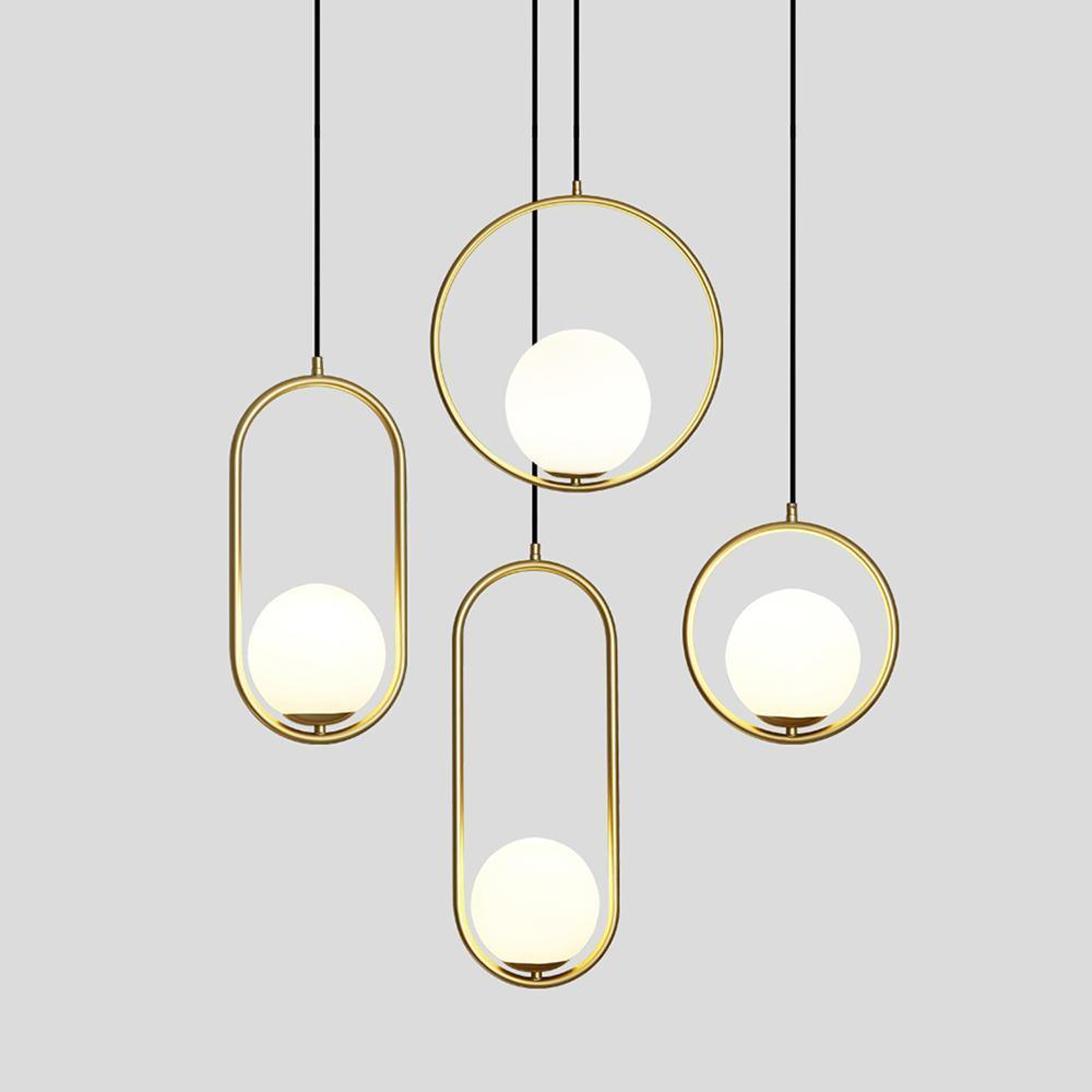Mila Brass Pendant Swag Light – Hand-Blown Glass & Brass Hanging Lamp