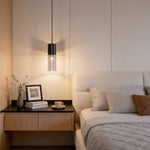 Mini Smoked Glass Pendant Light, Modern Metal Hanging Lamp for Bedroom & Dining