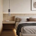 Mini Smoked Glass Pendant Light, Modern Metal Hanging Lamp for Bedroom & Dining