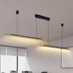 Modern Dual-Head Linear LED Pendant Light in Gold and Black