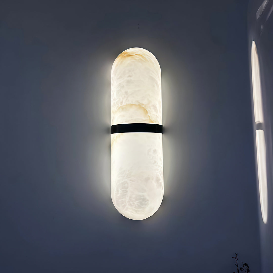 Japanese Retro Marble LED Wall Sconce in Copper Finish