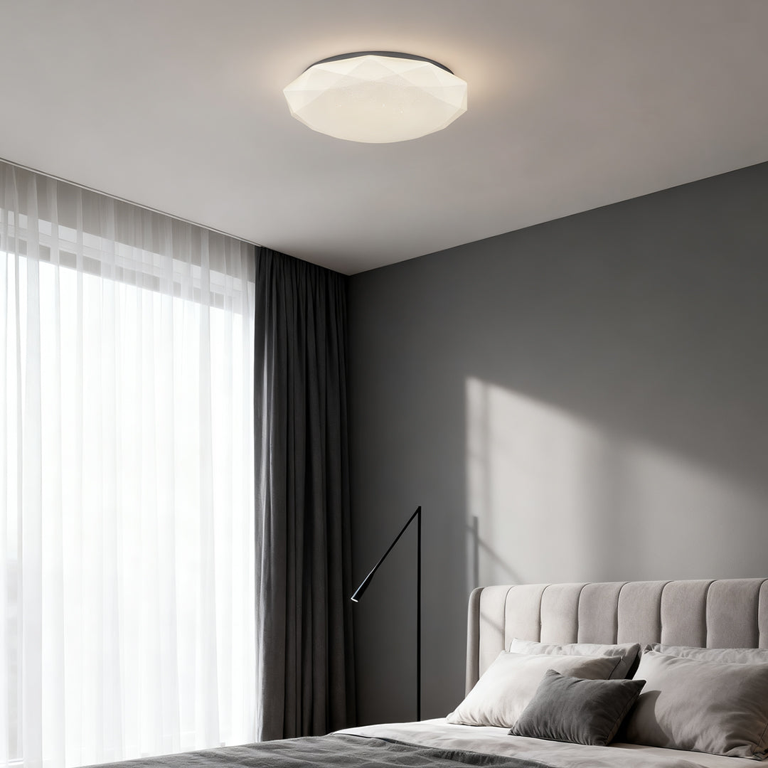 Aurelia Geometric Flush Mount Ceiling Light in White with Full-Sky Star Effect