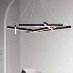 Modern Black Geometric LED Chandelier with Adjustable Hanging