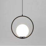 Aurelia Glass Globe Pendant Light in Matte Black Metal Ring