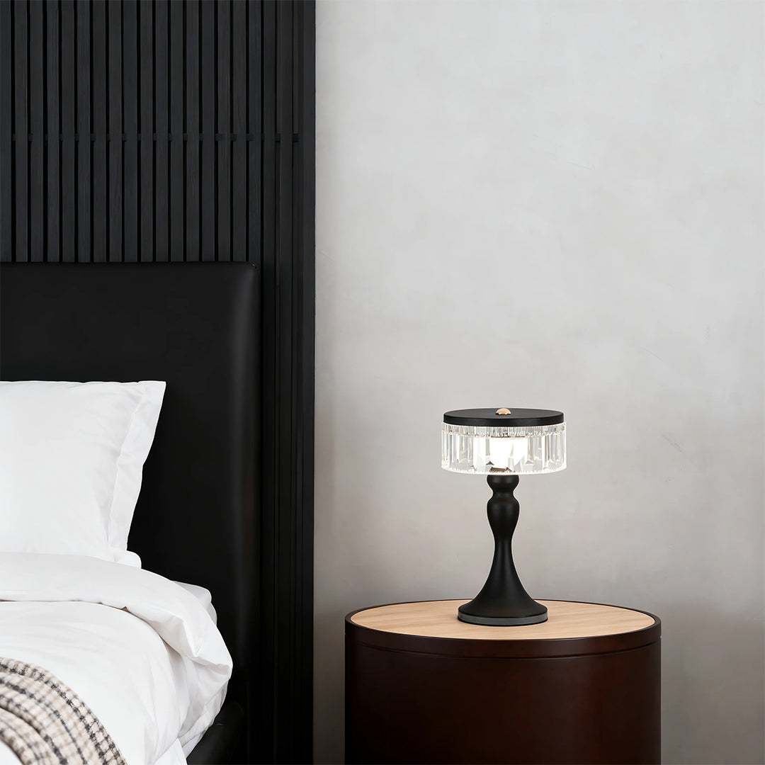 Nordic Minimalist Forged Iron Table Lamp with Acrylic Shade, Dimmable LED