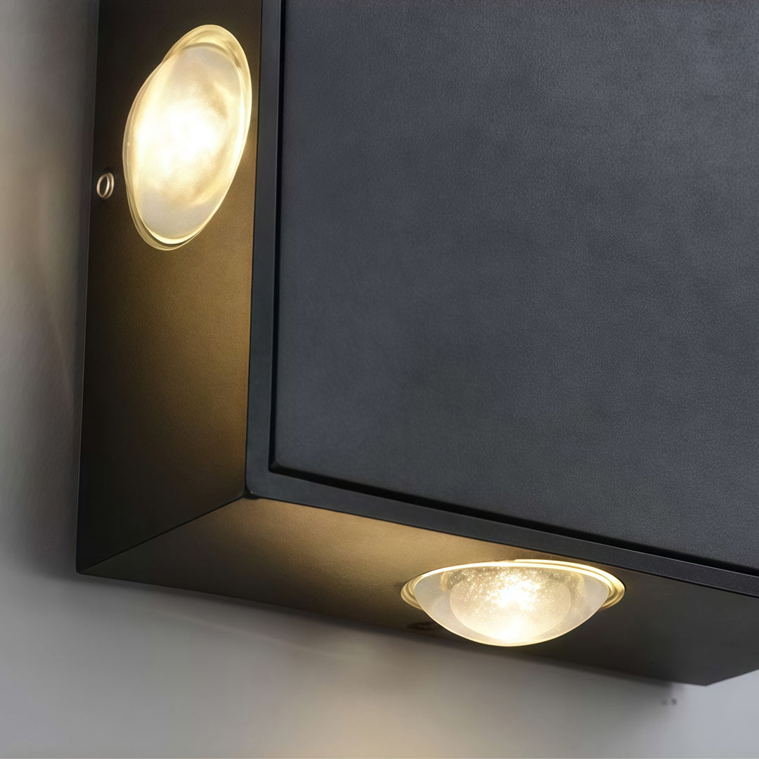 Quadra Outdoor LED Wall Sconce in Matte Black, 360° Architectural Lighting