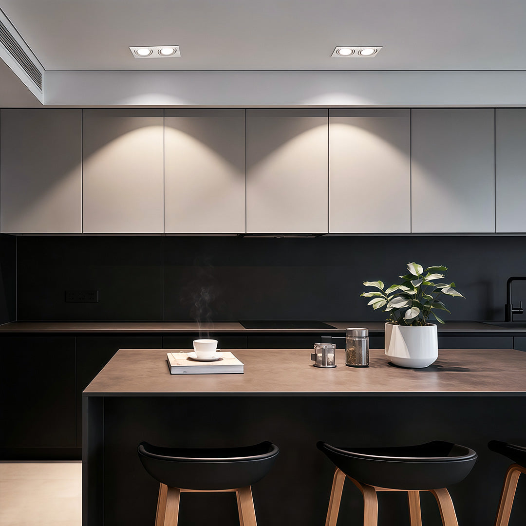 Modern Twin-Head Adjustable LED Recessed Ceiling Spotlight in Black or White