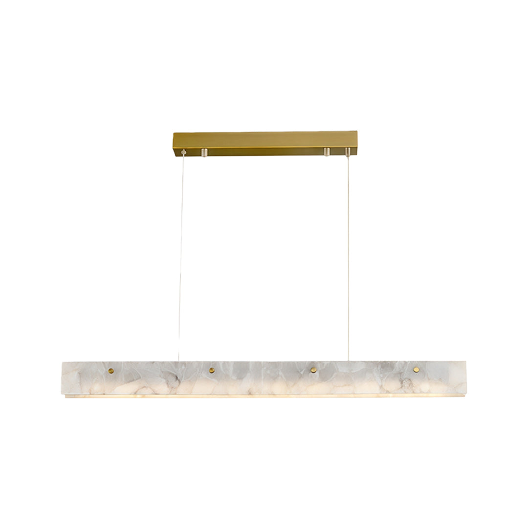 Copper Linear Pendant Light with Cloud Stone Shade