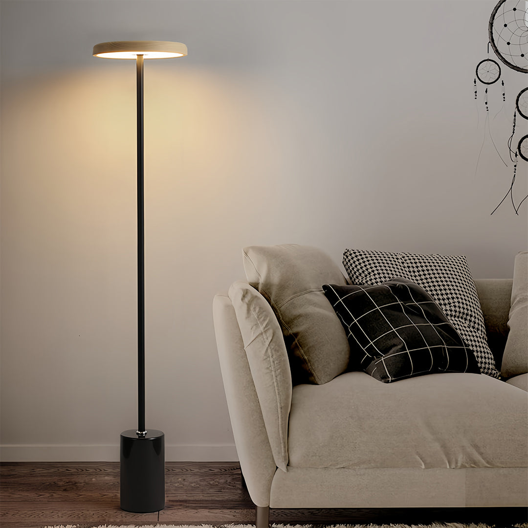Lumina Floor Lamp – Modern LED Uplight with Marble Base and Acrylic Shade