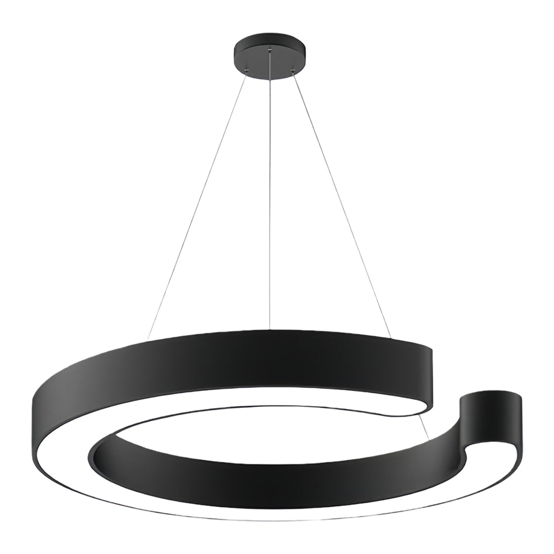 Geometric LED Pendant Light in Matte Black with Frosted Acrylic Shade