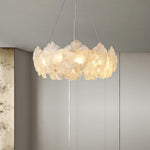 French Glass Garland Chandelier with Brass Finish, Crystal Accents