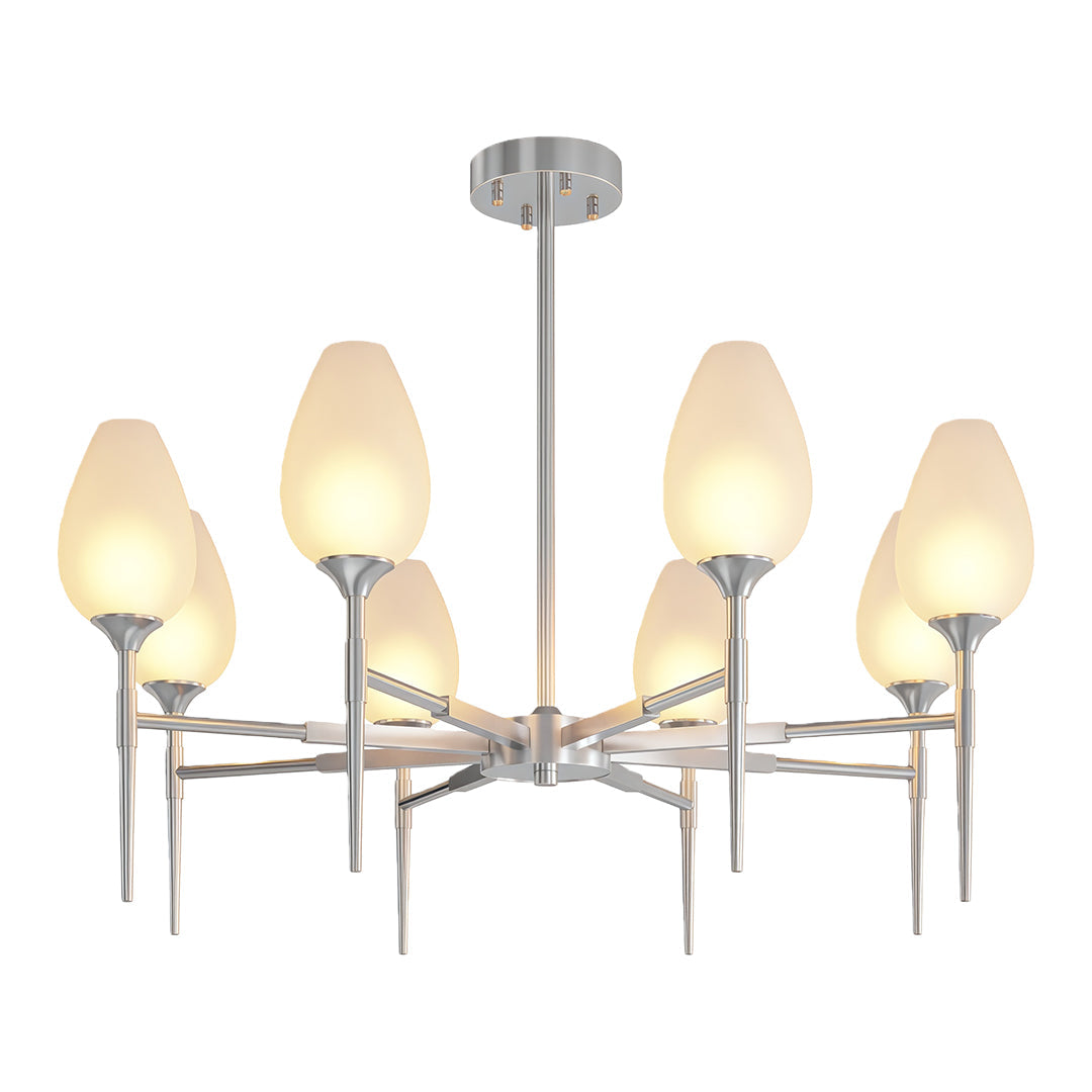 Lumina Brass Glass Chandelier – Modern Minimalist Ceiling Light