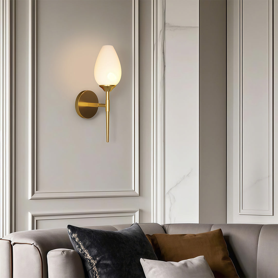 Aurelia Glass Wall Sconce in Copper, Nickel, or Black