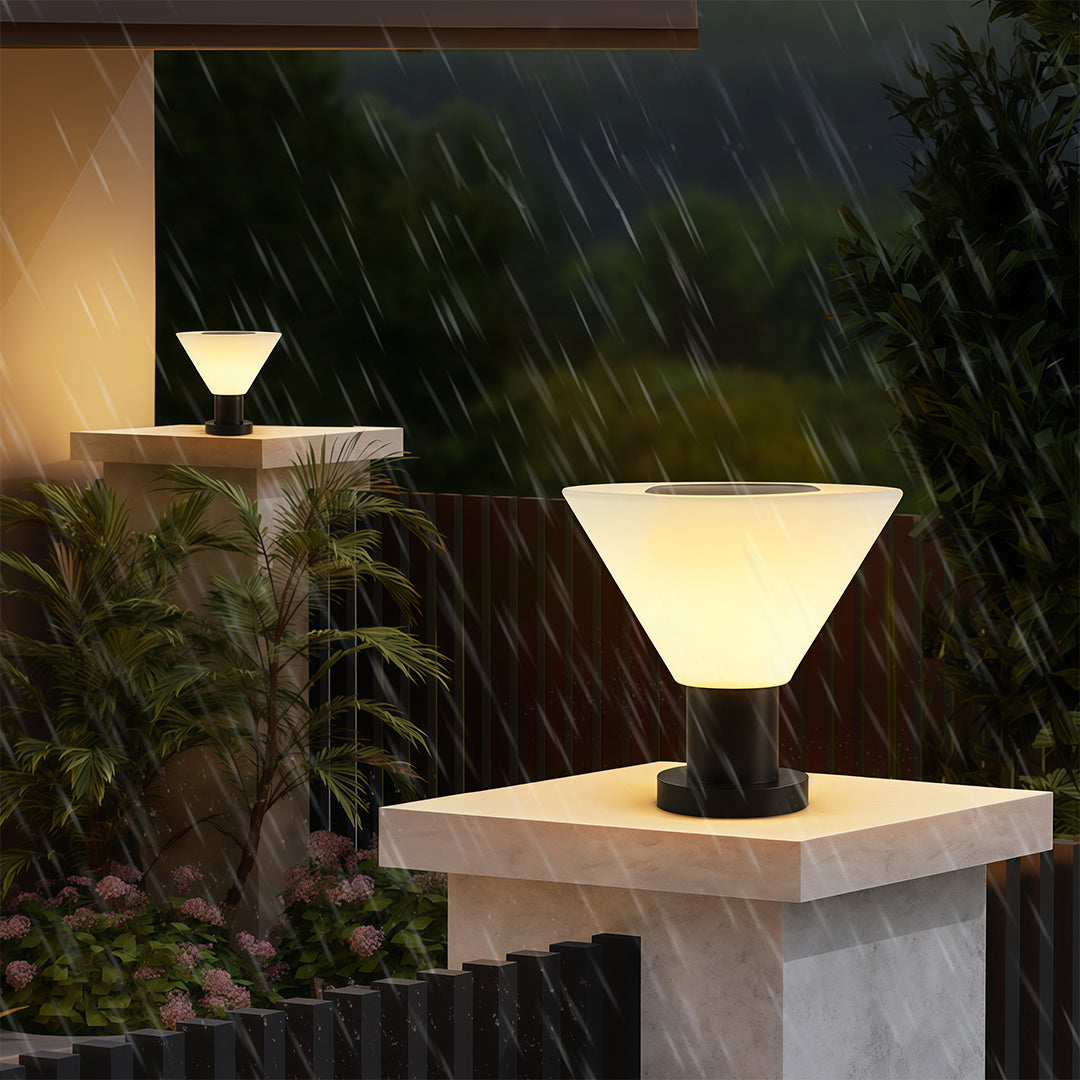 Outdoor Pillar Light with Stainless Steel Frame and PE Shade
