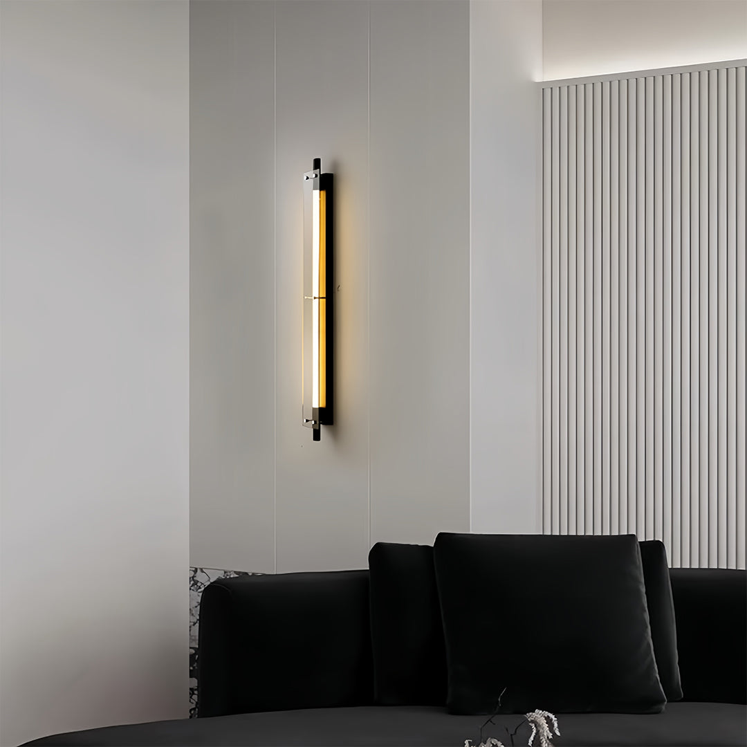 Linear LED Wall Sconce in Black with Up-Down Illumination for Modern Hallways